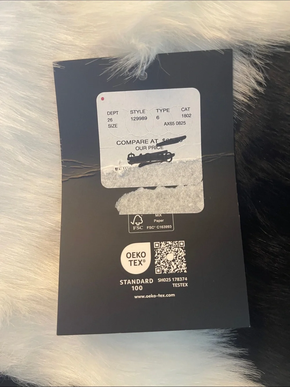 Cynthia Rowley White and Black Faux Fur Skull Throw